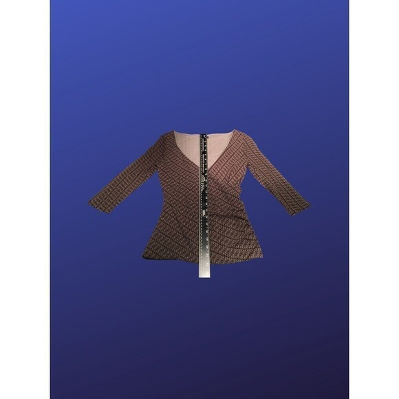 KENNETH COLE REACTION Surplice Wrap Top, BROWN MULTICOLOR, Women’s Size XS, EUC - Picture 6 of 8